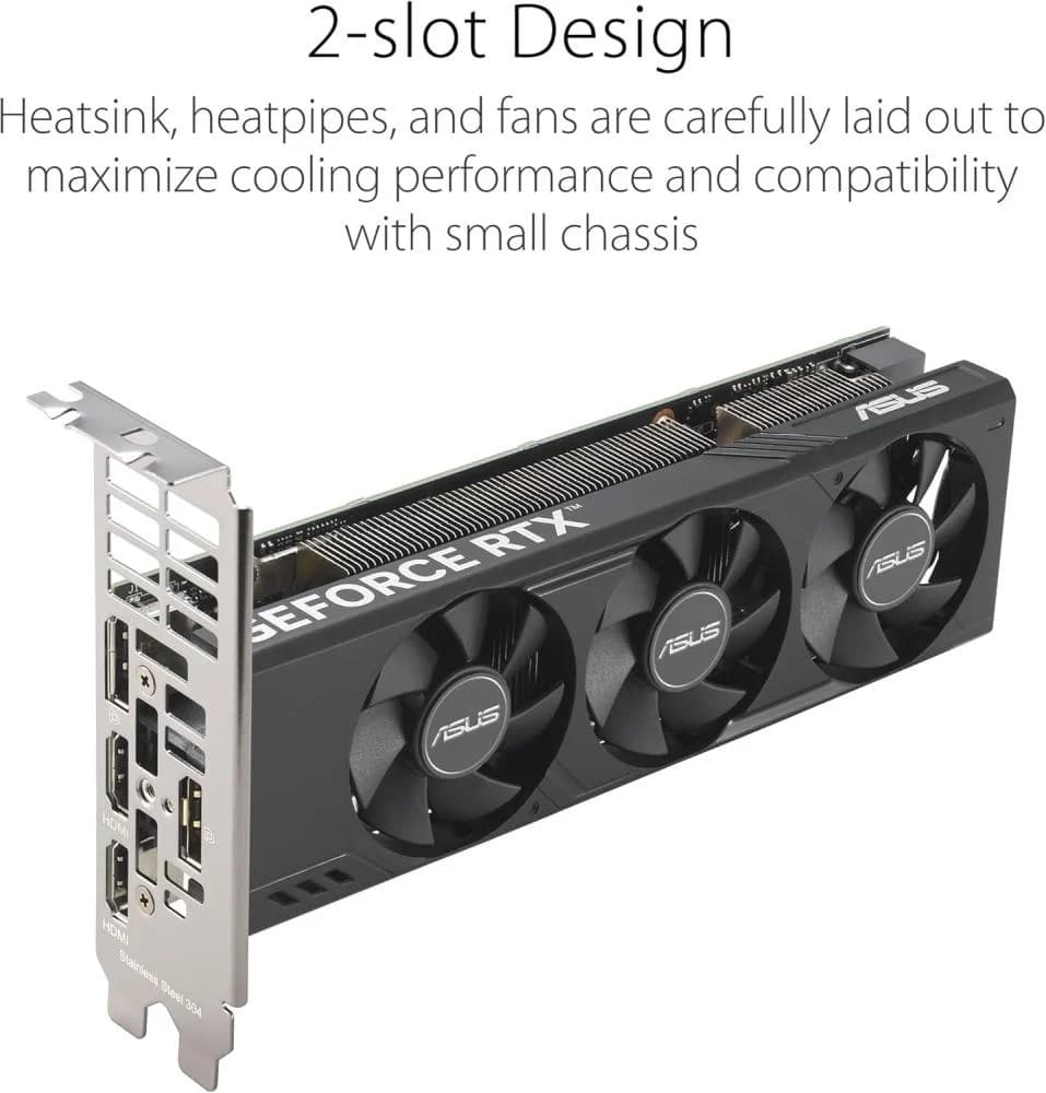 اسس بطاقة رسومات للالعاب جيفورس RTX 4060 LP BRK اصدار كسر سرعة المعالج 8GB GDDR6 (انفيديا RTX4060 DLSS 3، منفذ PCIe 4.0، 2X منفذ عرض 1.4a، 2X HMDI 2.1a، RTX4060-O8G-LP-BRK)
